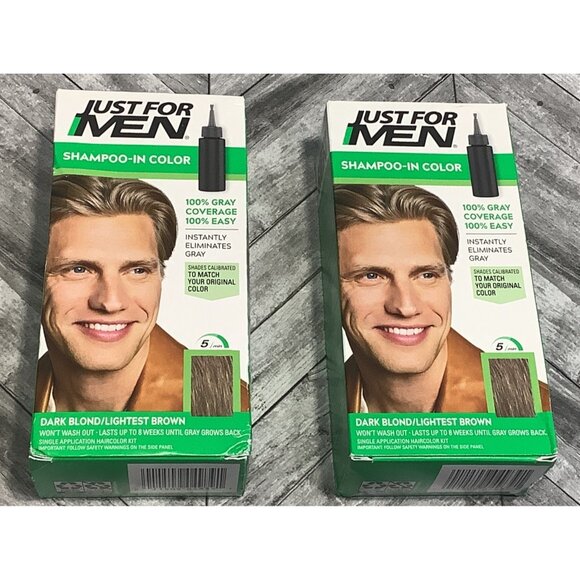 2 Just For Men Shampoo In Color Gray Coverage Dark Blond Lightest Brown H-15 - Picture 1 of 5